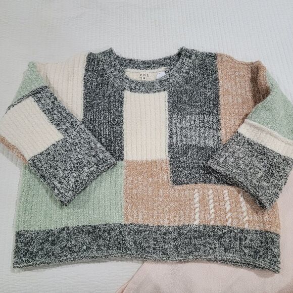 POL Chenille Colorblock Oversized Crewneck Sweater Size Small - Picture 5 of 8